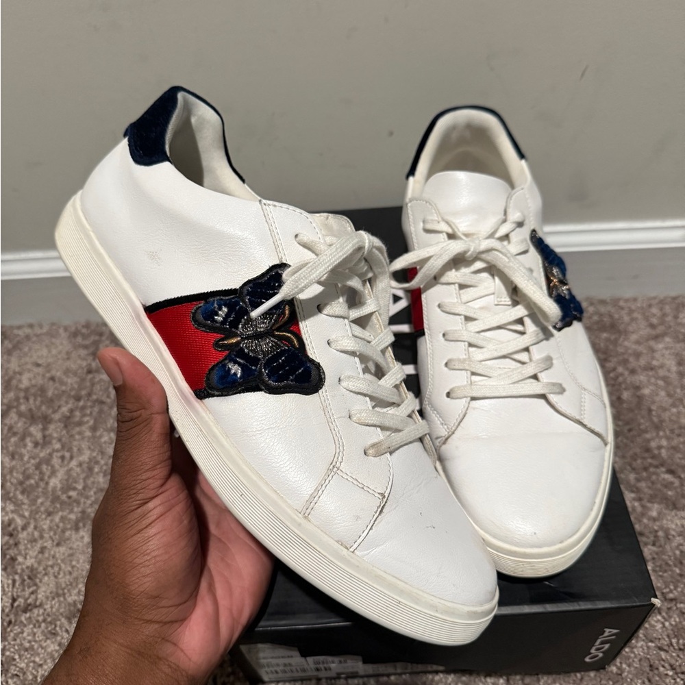 Aldo White Sneakers with Red and Blue Details